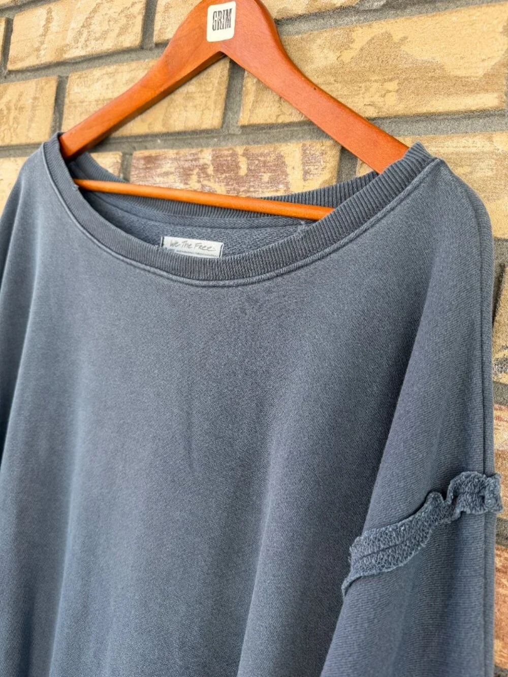 ☀️ Free People We The Free Camden Sweatshirt Rare Deep Blue Blue Fox XL NWOT